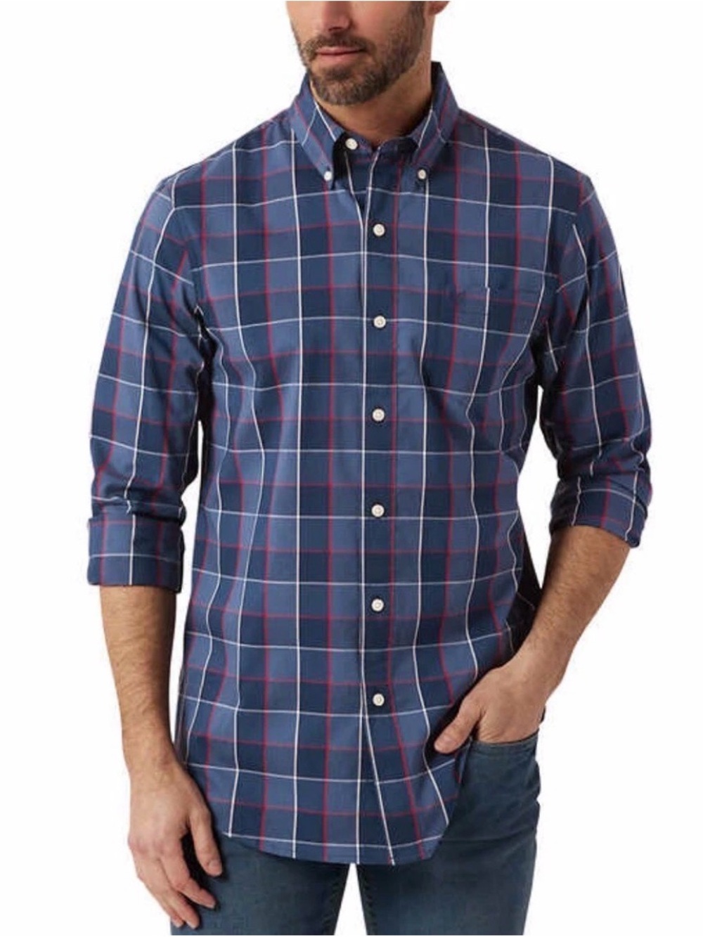 Chaps Plaid Button Down Shirt Men’s Sz XL Blue NWT $60